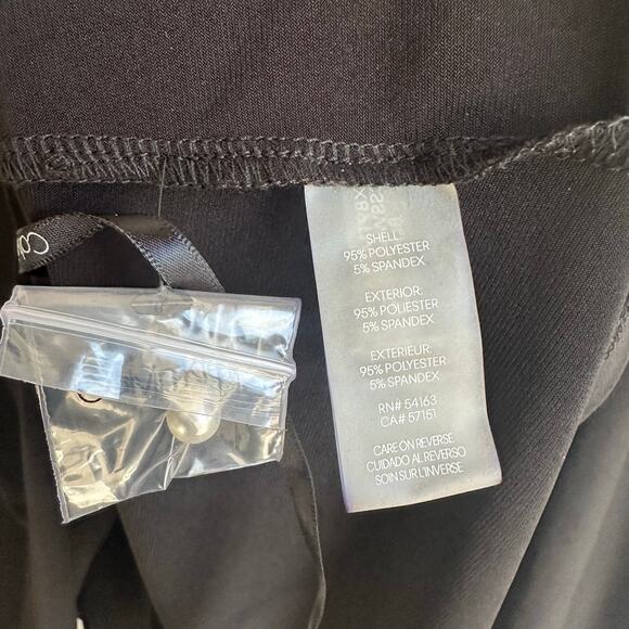 Calvin Klein Square Neck Split Sleeve Pearl Accent Dressy Blouse Top Black 2X - Picture 8 of 10
